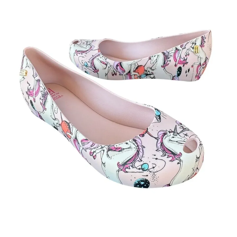 Melissa Ultragirl Fantasy Unicorn Ballet Style Slip On Pink Jelly Shoes Size 1